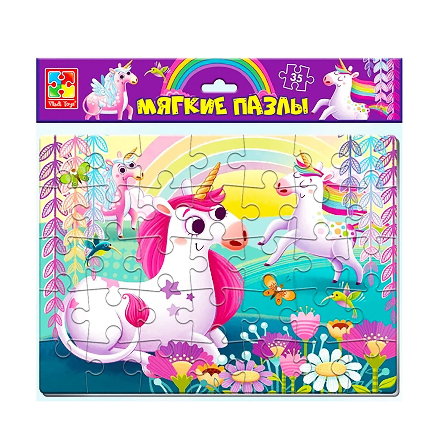Puzzle moale Vladi Toys Unicorni, A4, 35 piese