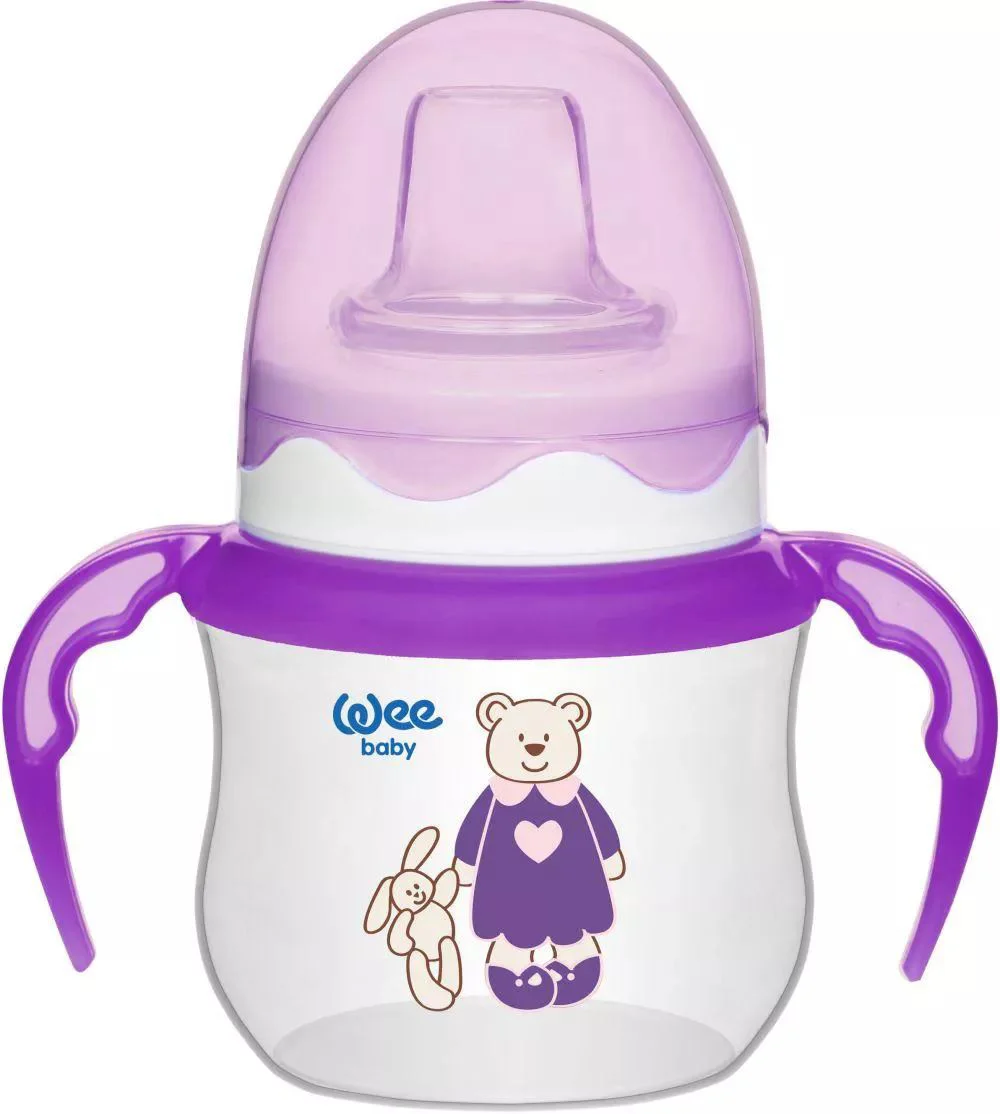 Canuta cu manere si adaptor din silicon WeeBaby (6+ luni), 125 ml foto