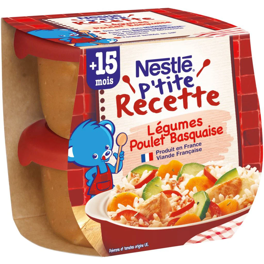 Piure Nestle P'tite Recette Pui a la Basque cu legume (15+ luni), 2x200 g