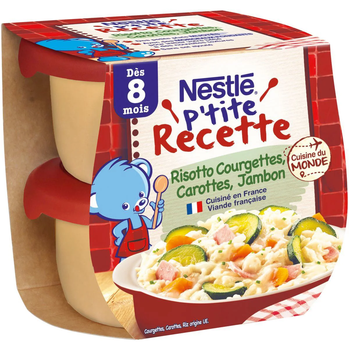 Piure Nestle P'tite Recette Risotto cu dovlecel, morcov si sunca (8+ luni), 2x200 g foto