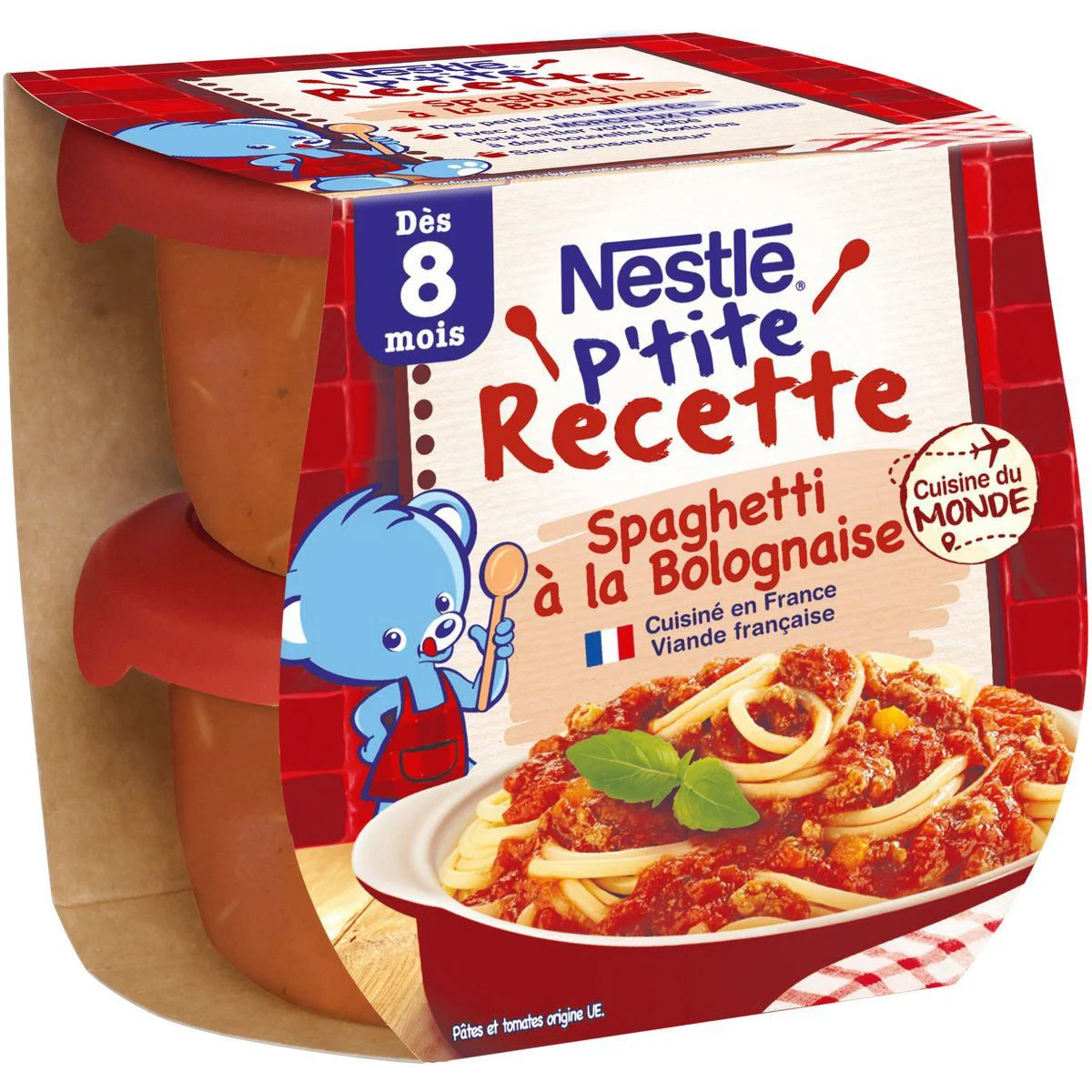 Piure Nestle P'tite Recette Spaghete bolognese (8+ luni), 2x200 g foto