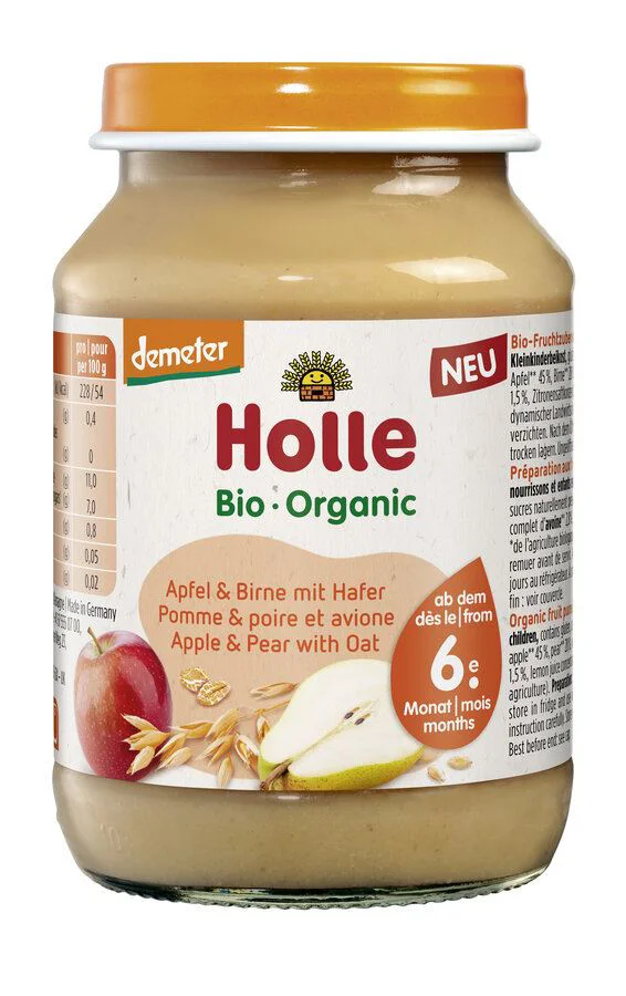 image for Piure Holle Bio Organic de mere, pere cu ovaz (6+ luni), 190 g foto