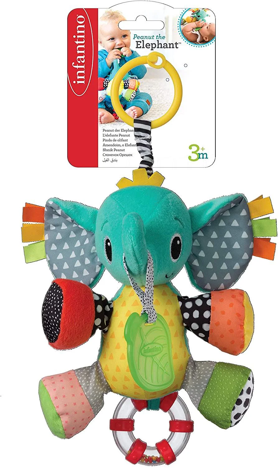 Jucarie moale cu inel de agatat Infantino "Elefant" foto