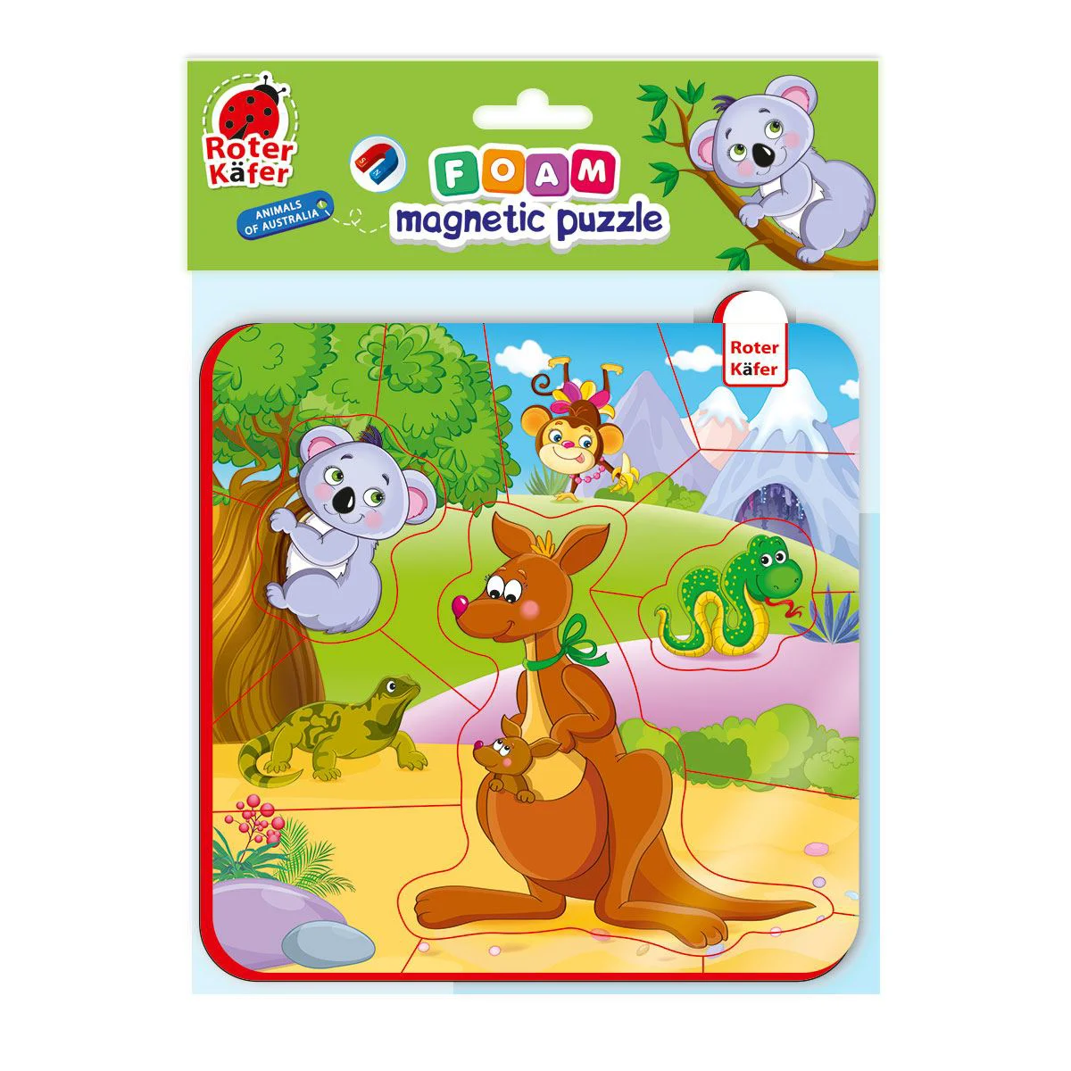 Puzzle magnetic Roter Kafer Animalele Australiei, 16 piese