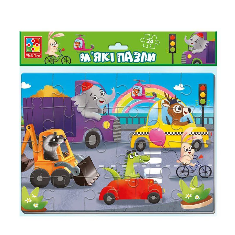 Puzzle moale Vladi Toys А4 Transport, 24 piese