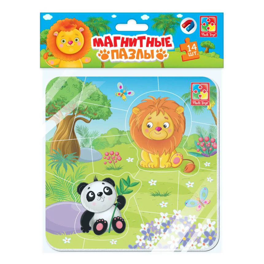 Магнитный пазл Vladi Toys Зоопарк, 14 штук