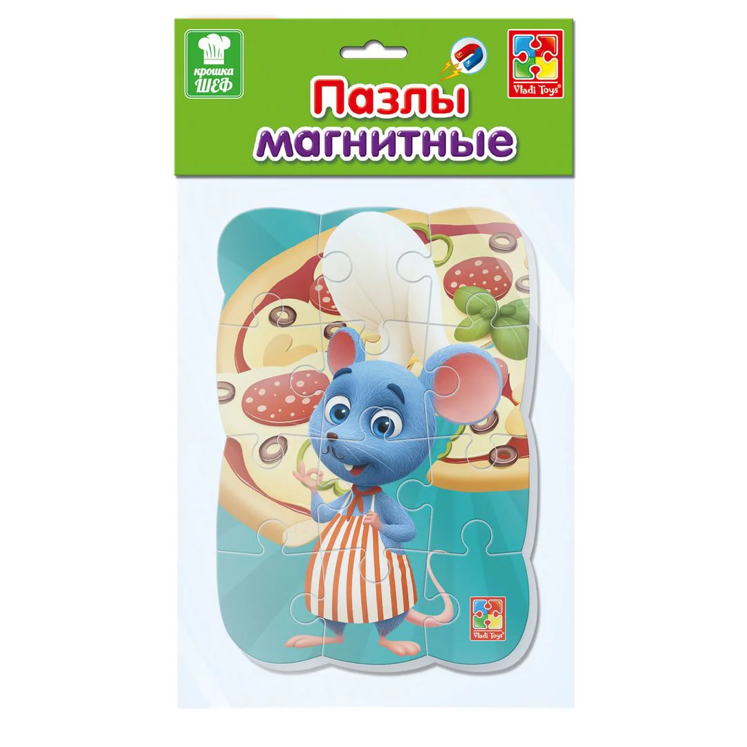 Puzzle magnetic Vladi Toys А5 Soricel, 12 piese