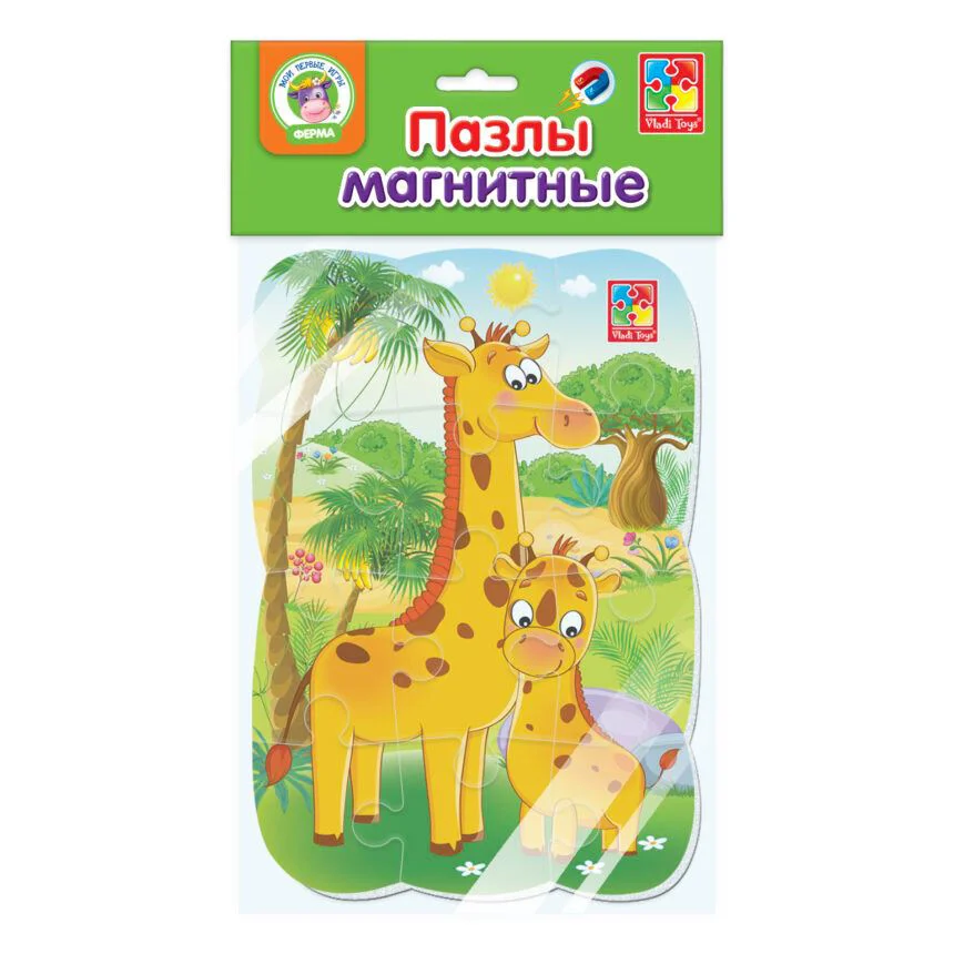 Магнитный пазл Vladi Toys Жирафы A5, 12 деталей