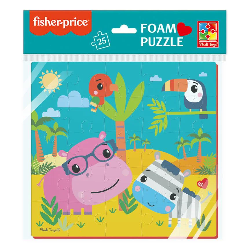 Puzzle moale Vladi Toys, Fisher Price, Hipopotamul si Zebra, 25 piese