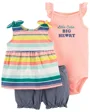 Carter's Set 3 piese Tricou cu dungi, body si pantaloni scurti foto