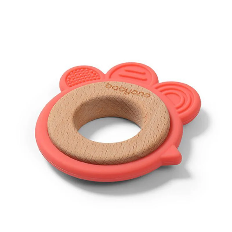 Кольцо для прорезывания зубов BabyOno Цыпленок из дерева и силикона foto