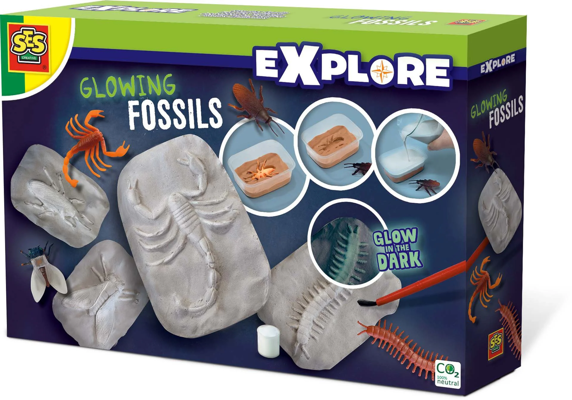 Set educativ SES Creative Exploreaza, Schelete de insecte fosforescente