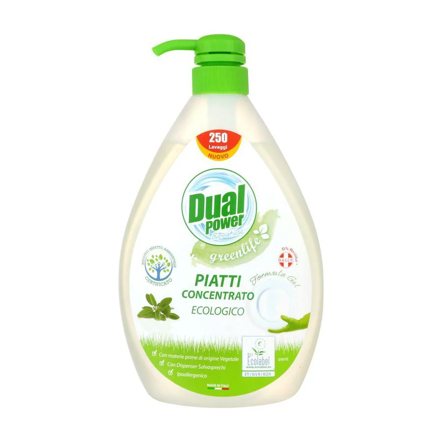 Gel pentru spalarea vaselor Dual Power Green Life, 1000 ml