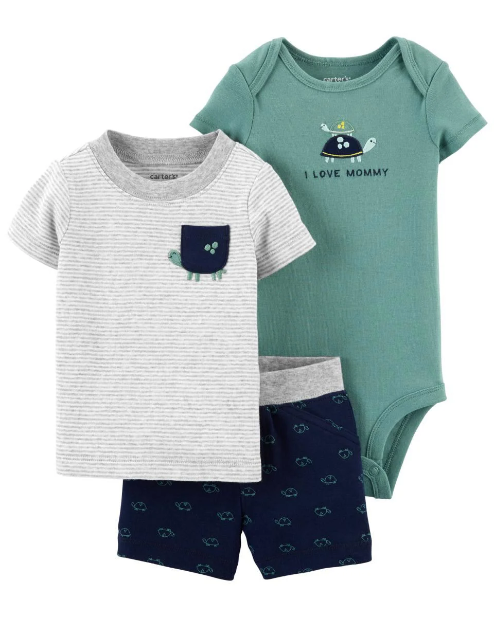 Carter's Set 3 piese Tricou, body & pantaloni scurti Testoasa foto