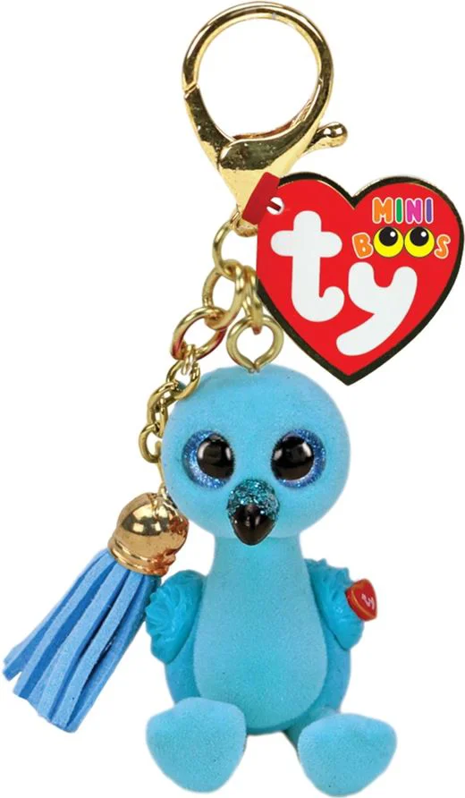 Jucarie breloc TY Mini Boos, Flamingo turcoaz William, 10 cm foto