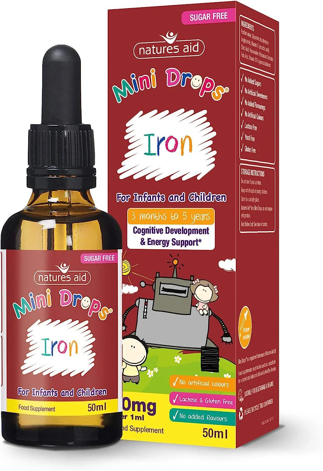 Капли железа для детей Iron Natures Aid, 50 мл