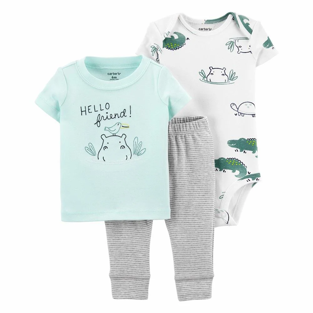 Carter's Set 3 piese Tricou, body & pantaloni scurti Hipopotam foto