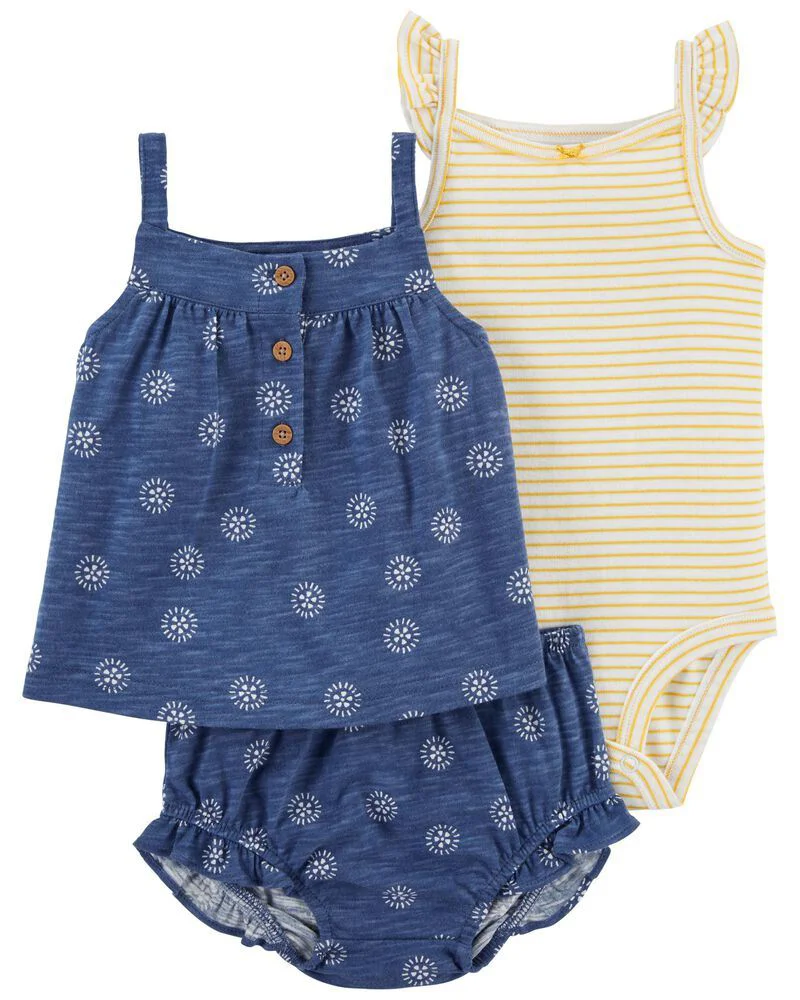 Carter's Set 3 piese Top, body si pantaloni scurti Flori foto
