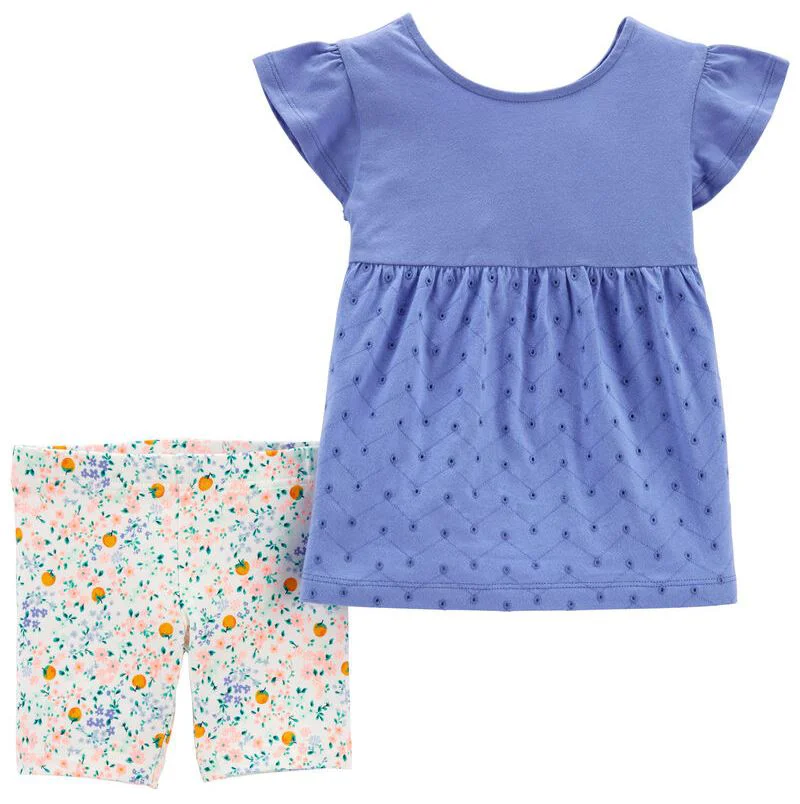 Carter's Set 2 piese Tricou si pantaloni scurti Flori foto
