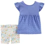 Carter's Set 2 piese Tricou si pantaloni scurti Flori foto