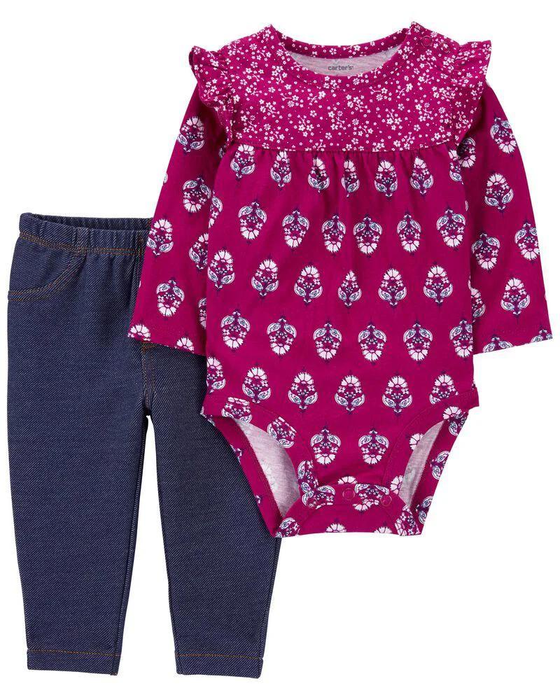 Carter's Set 2 piese Body si pantaloni Flori foto