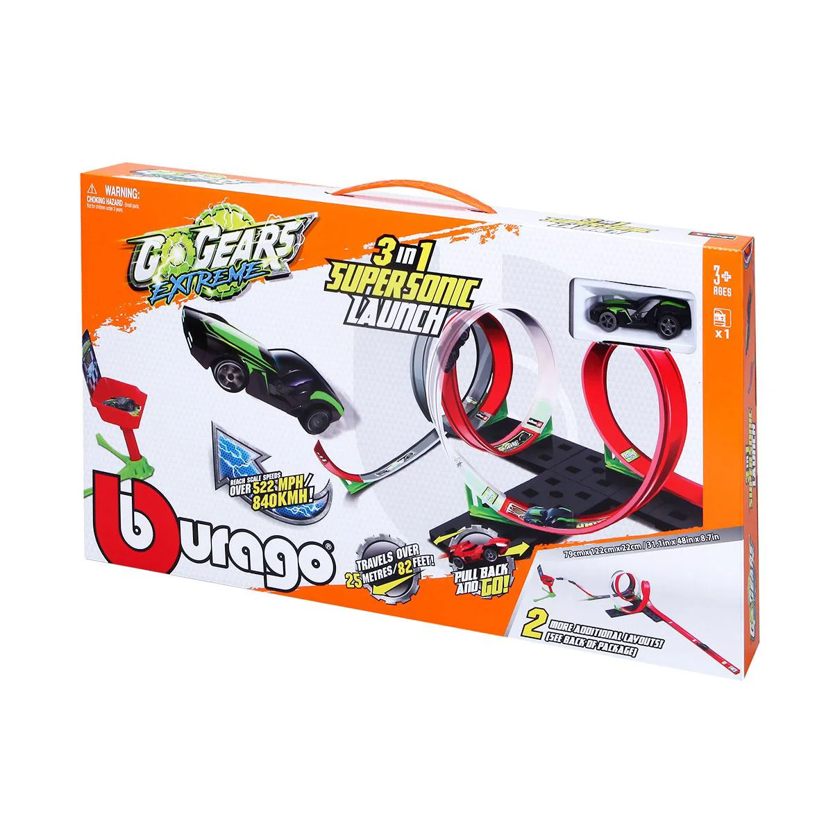 Set de joaca Bburago 3 in 1 Traseu Supersonic, Lounch Go Gears