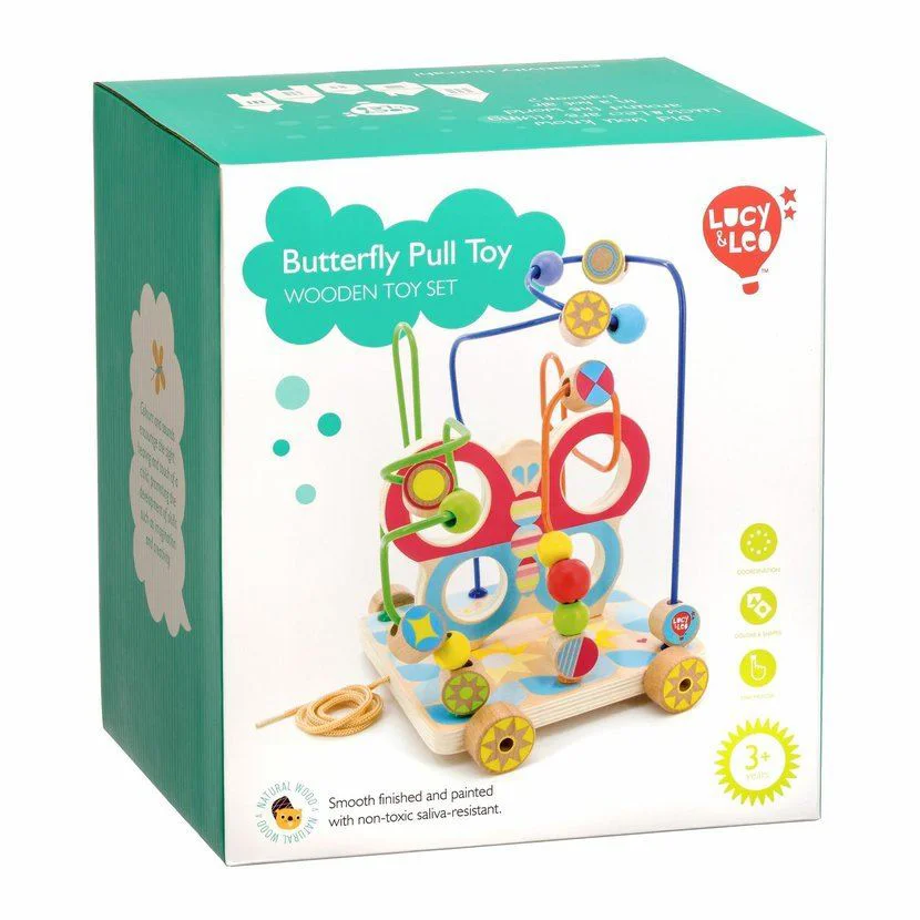 Labirint din lemn Lucy & Leo Fluture cu sistem de tragere