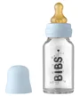 Стеклянная бутылочка BIBS Baby Blue с латексной соской 0+ месяцев, 110 мл