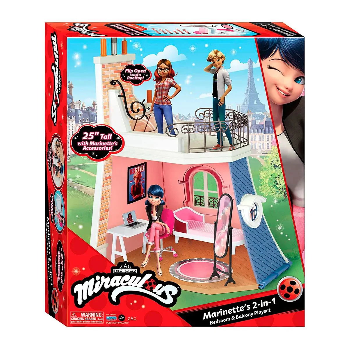 Set de joaca 2 in 1 Miraculous Dormitorul si balconul lui Marinette