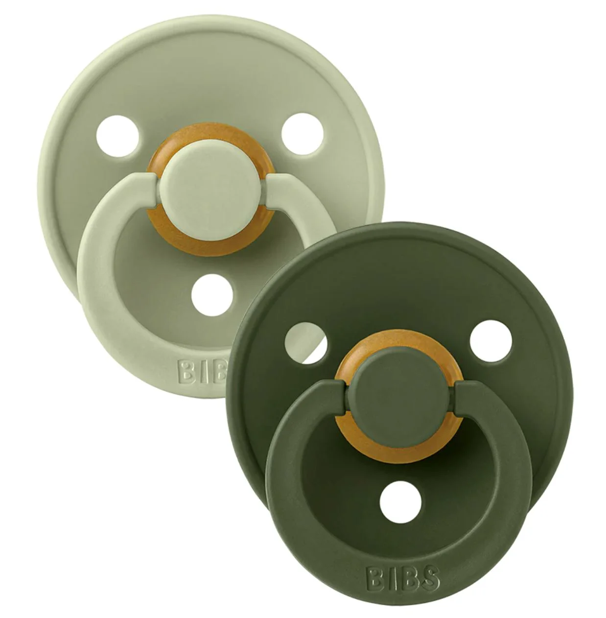 Set 2 suzete rotunde din latex BIBS Colour Sage/Hunter Green (0-6 luni)