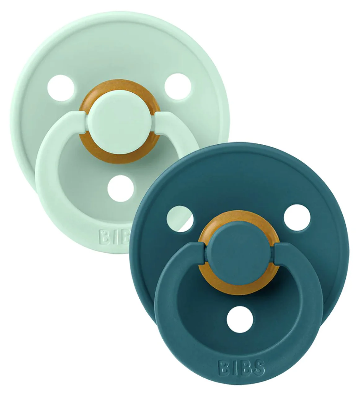 Set 2 suzete rotunde din latex BIBS Colour Nordic Mint/Forest Lake (0-6 luni) foto