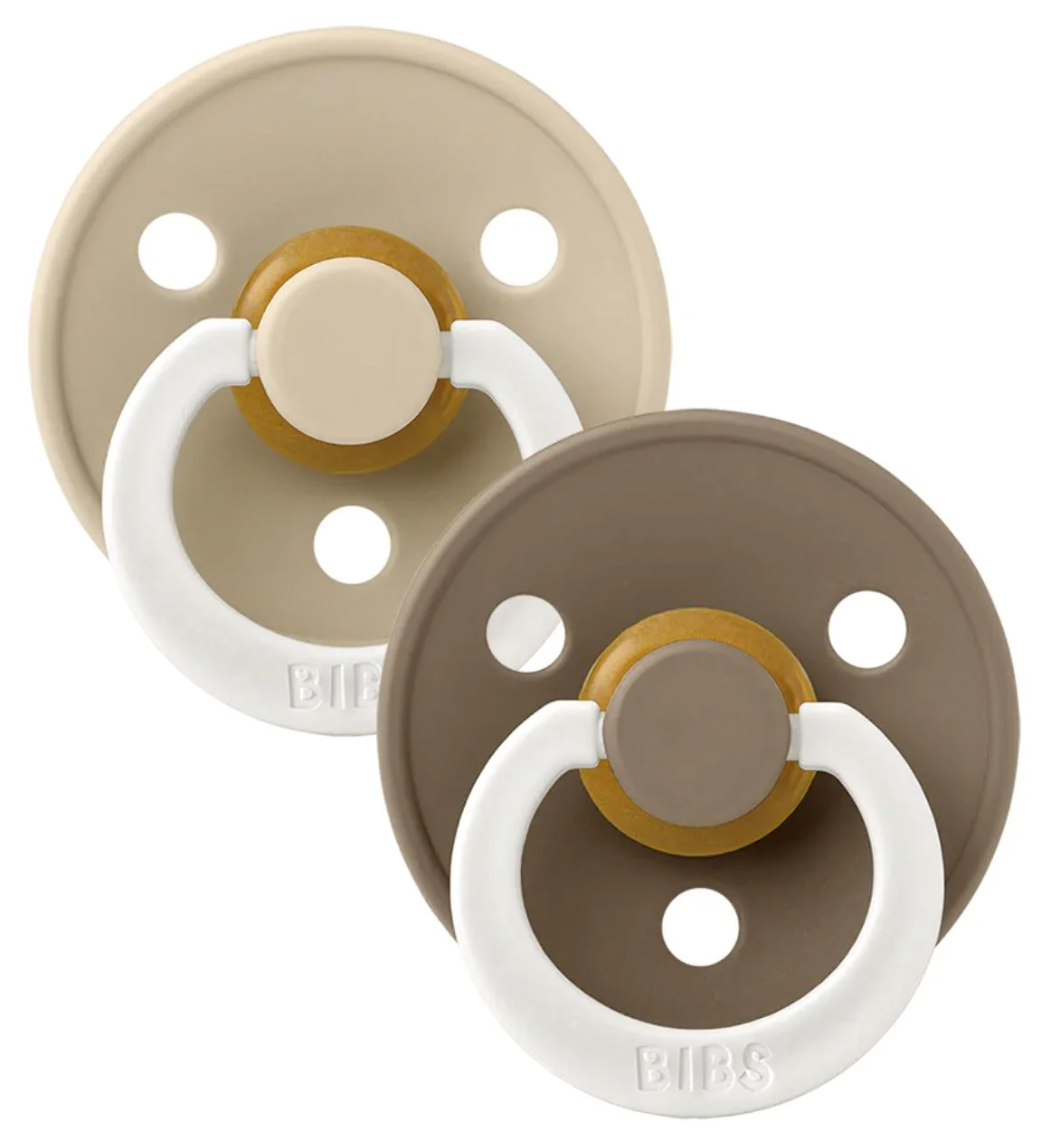 image for Набор из 2 круглых пустышек BIBS Colour Glow Vanilla/Dark Oak (0-6 мес.) foto