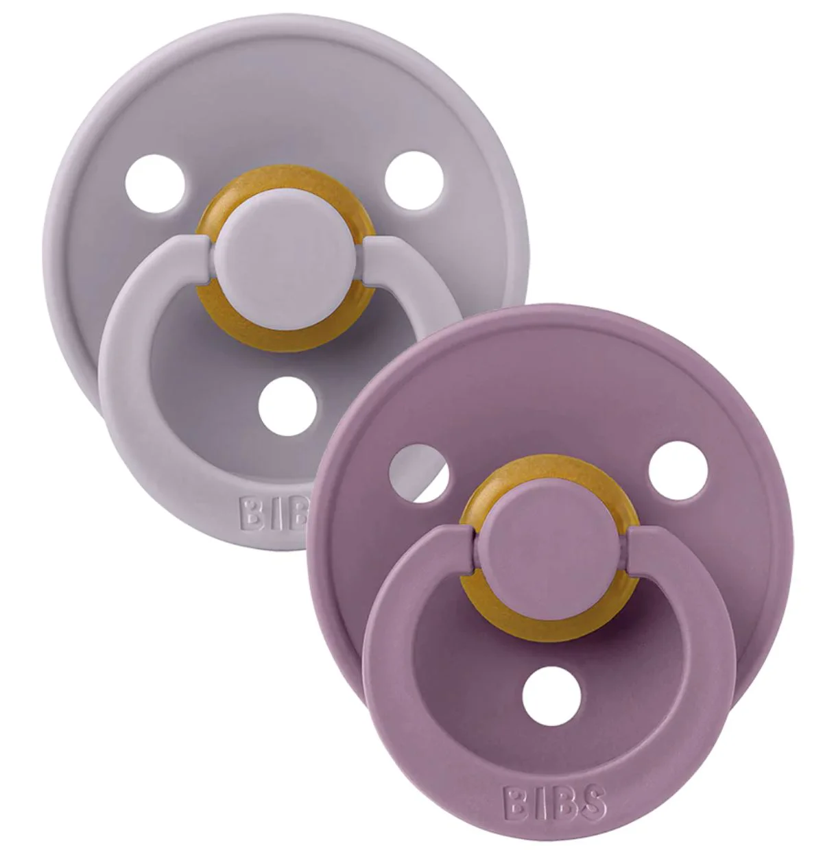 Set 2 suzete simetrice din latex BIBS Colour Fossil Grey/Mauve (0-6 luni)