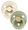 Set 2 suzete rotunde din latex BIBS Colour Ivory/Sage (6-18 luni)