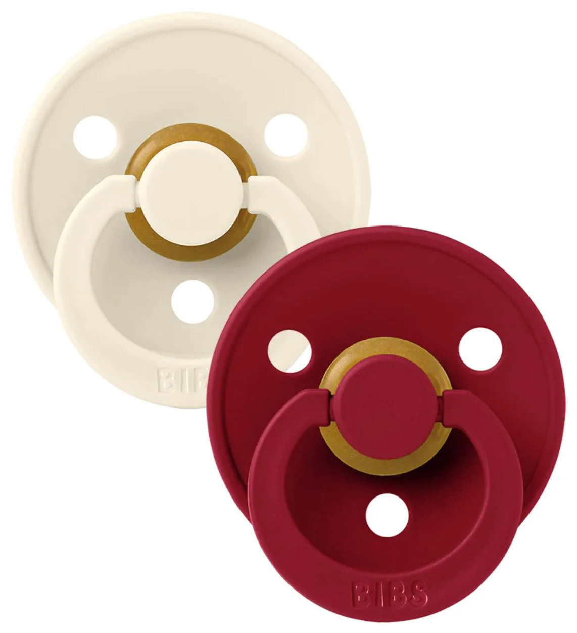 Set 2 suzete rotunde din latex BIBS Colour Ivory/Ruby (6-18 luni) foto