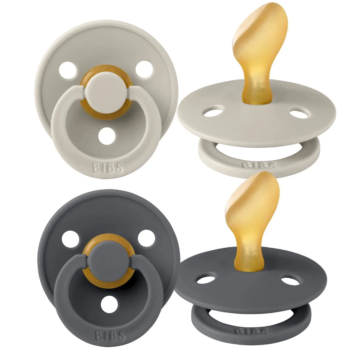 Set 2 suzete anatomice din latex BIBS Colour Sand/Iron (6-18 luni) foto