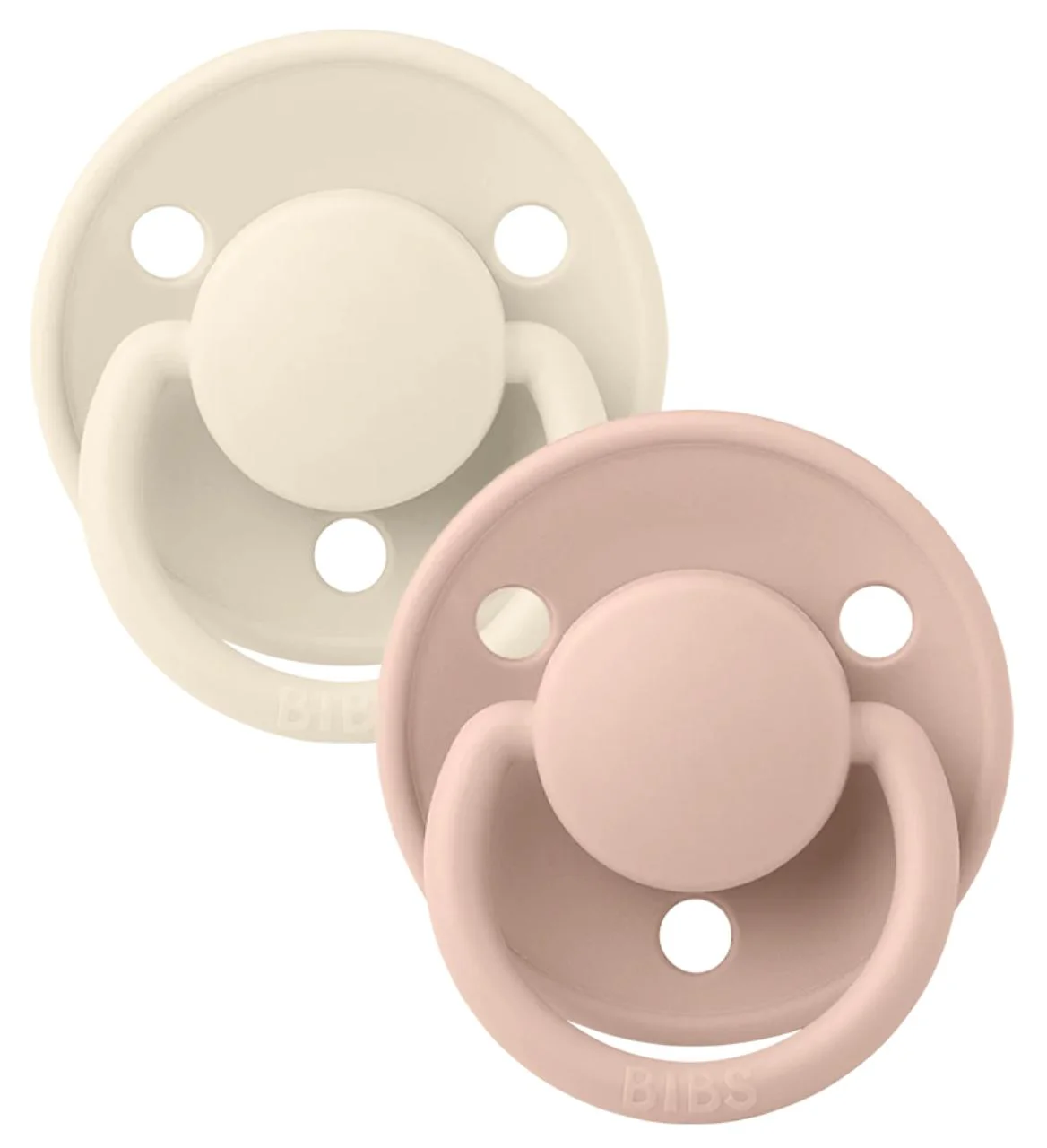 Set 2 suzete rotunde din silicon BIBS De lux Ivory/Blush (0-36 luni)