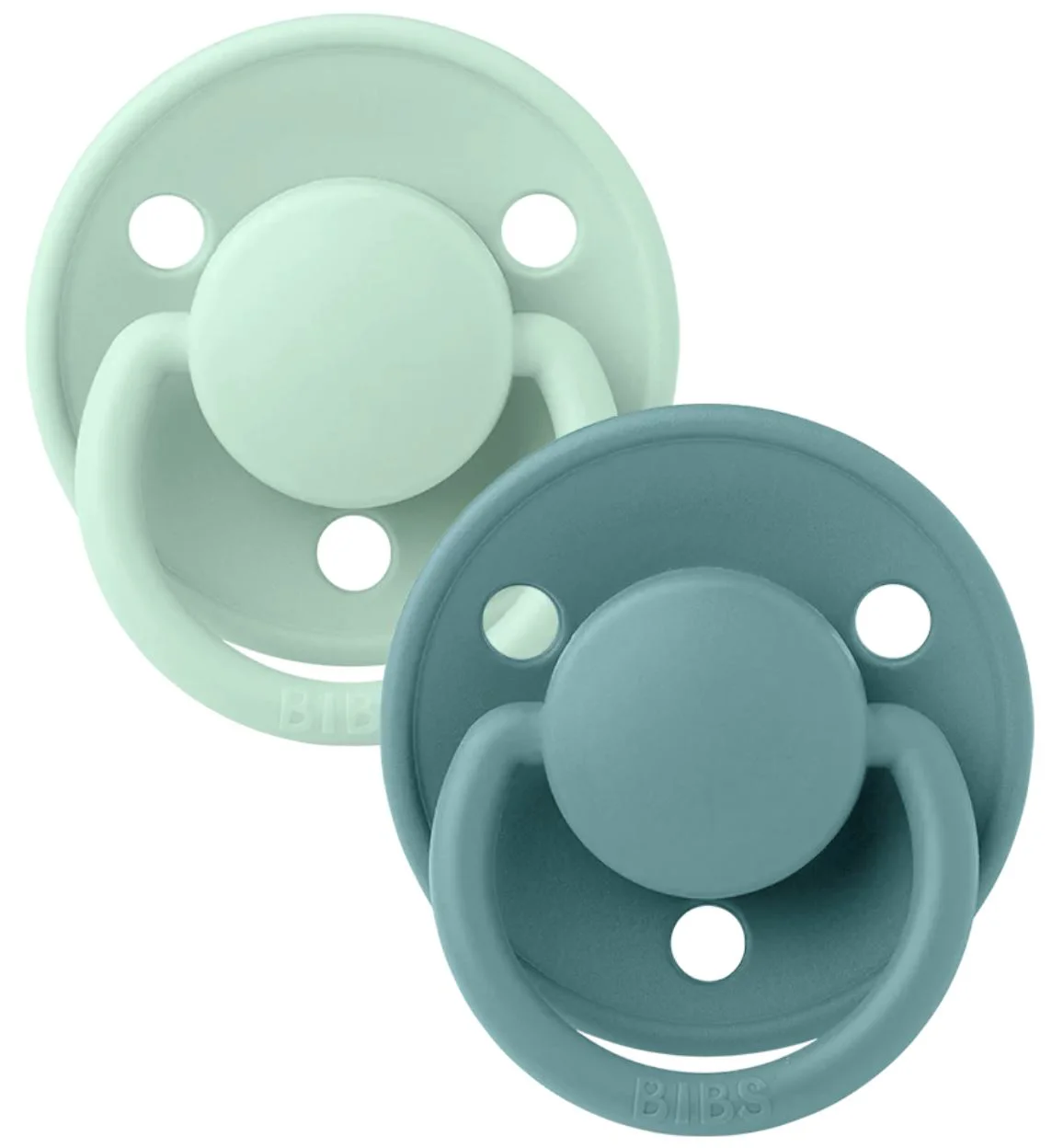 image for Набор из 2 круглых силиконовых пустышек BIBS De Lux Nordic Mint/Island Sea (0-36 мес.) foto