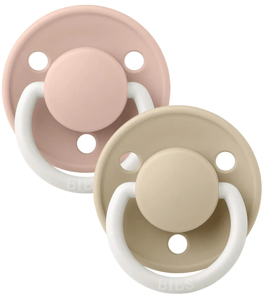 Set 2 suzete rotunde din silicon BIBS De lux Glow Blush/Vanilla (0-36 luni)