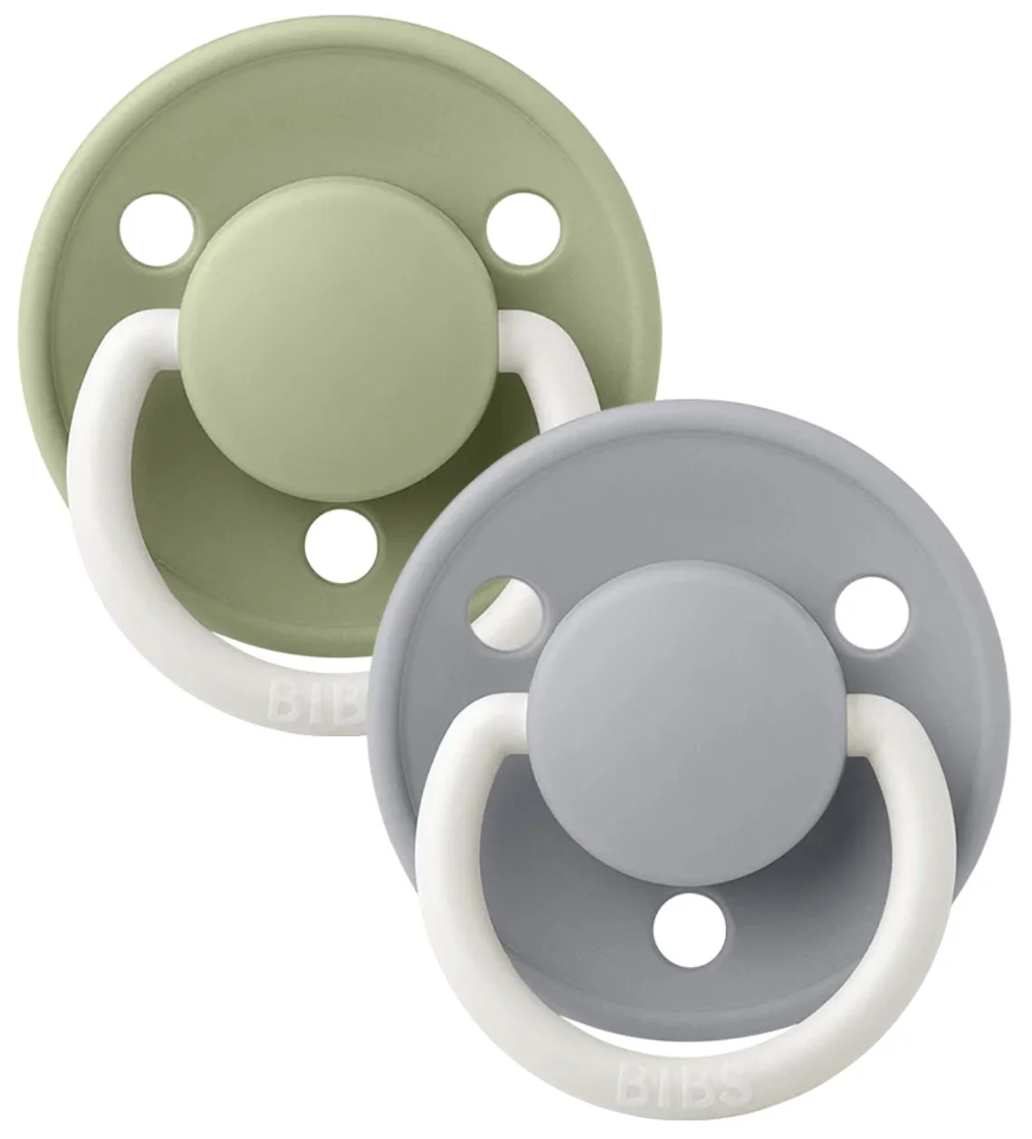 Set 2 suzete rotunde din silicon BIBS De lux Glow Sage/Cloud (0-36 luni)