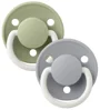 Set 2 suzete rotunde din silicon BIBS De lux Glow Sage/Cloud (0-36 luni)