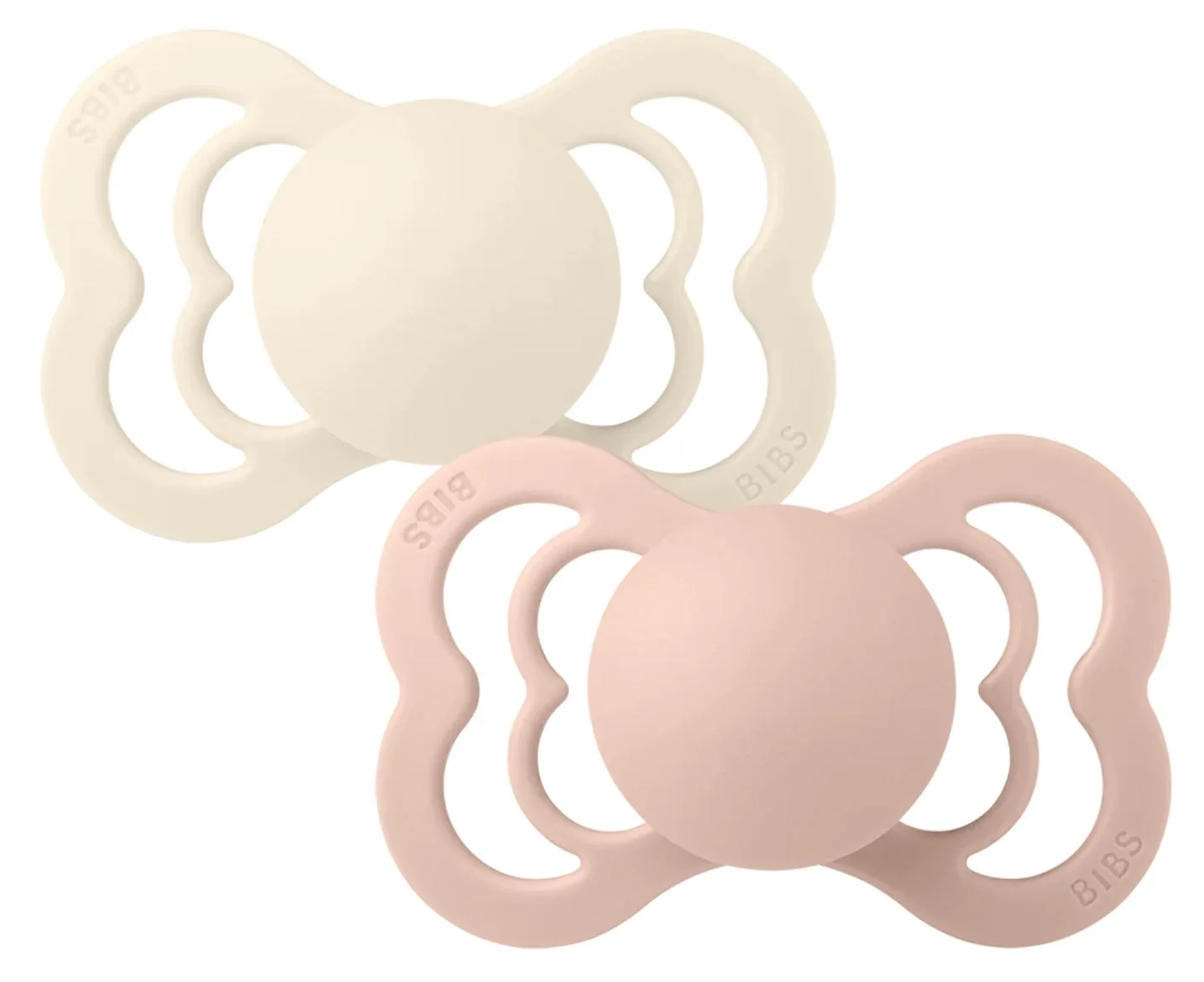 Set 2 suzete simetrice din silicon BIBS Supreme Ivory/Blush (0-6 luni) foto