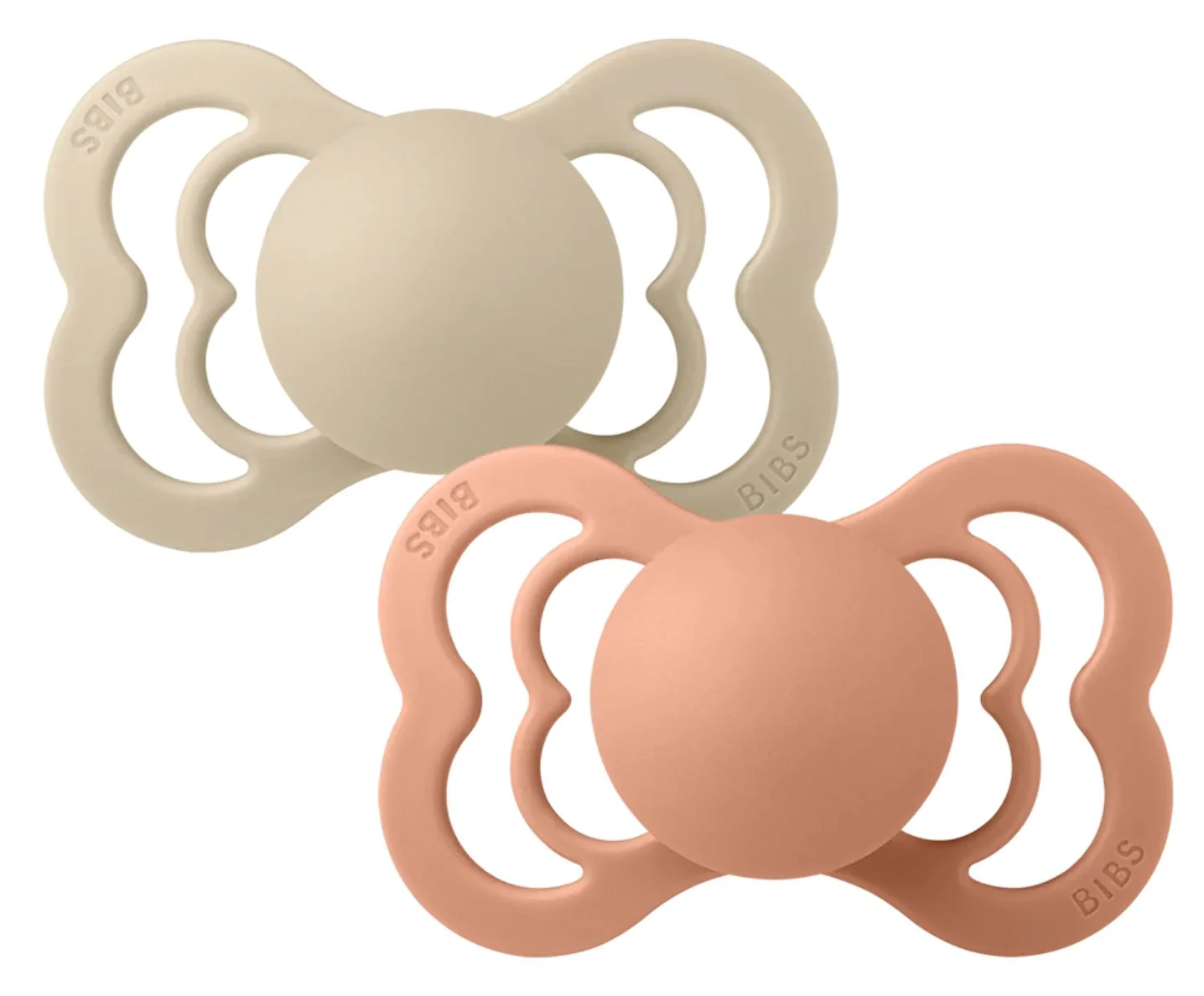 Set 2 suzete simetrice din silicon BIBS Supreme Vanilla/Peach (0-6 luni) foto