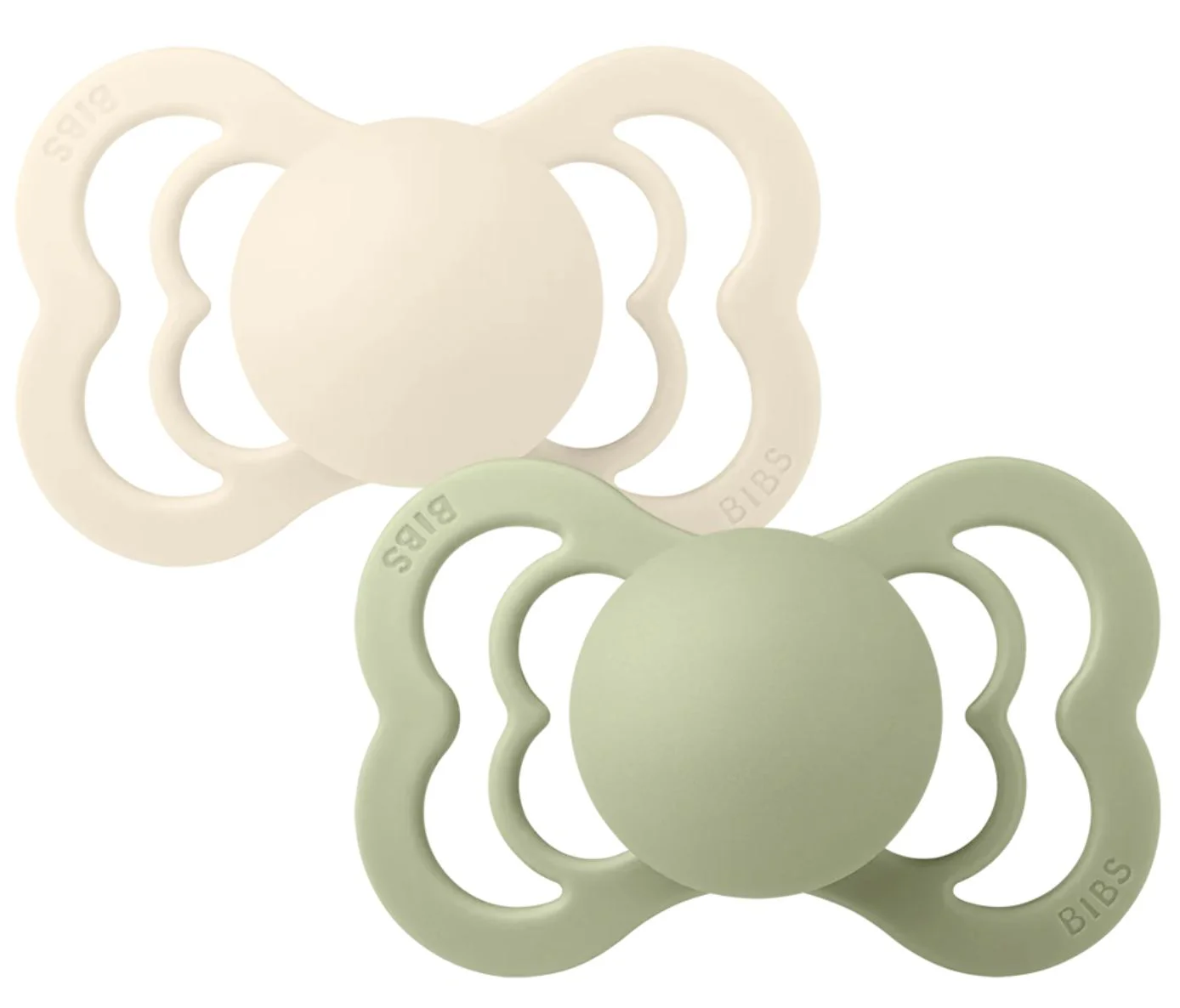 Набор из 2 симметричных латексных пустышек BIBS Supreme Ivory/Sage (6-18 мес.) foto