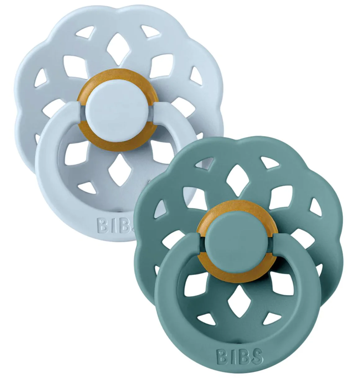 Set 2 suzete rotunde din latex BIBS Boheme Baby Blue/Island Sea (0-6 luni) foto