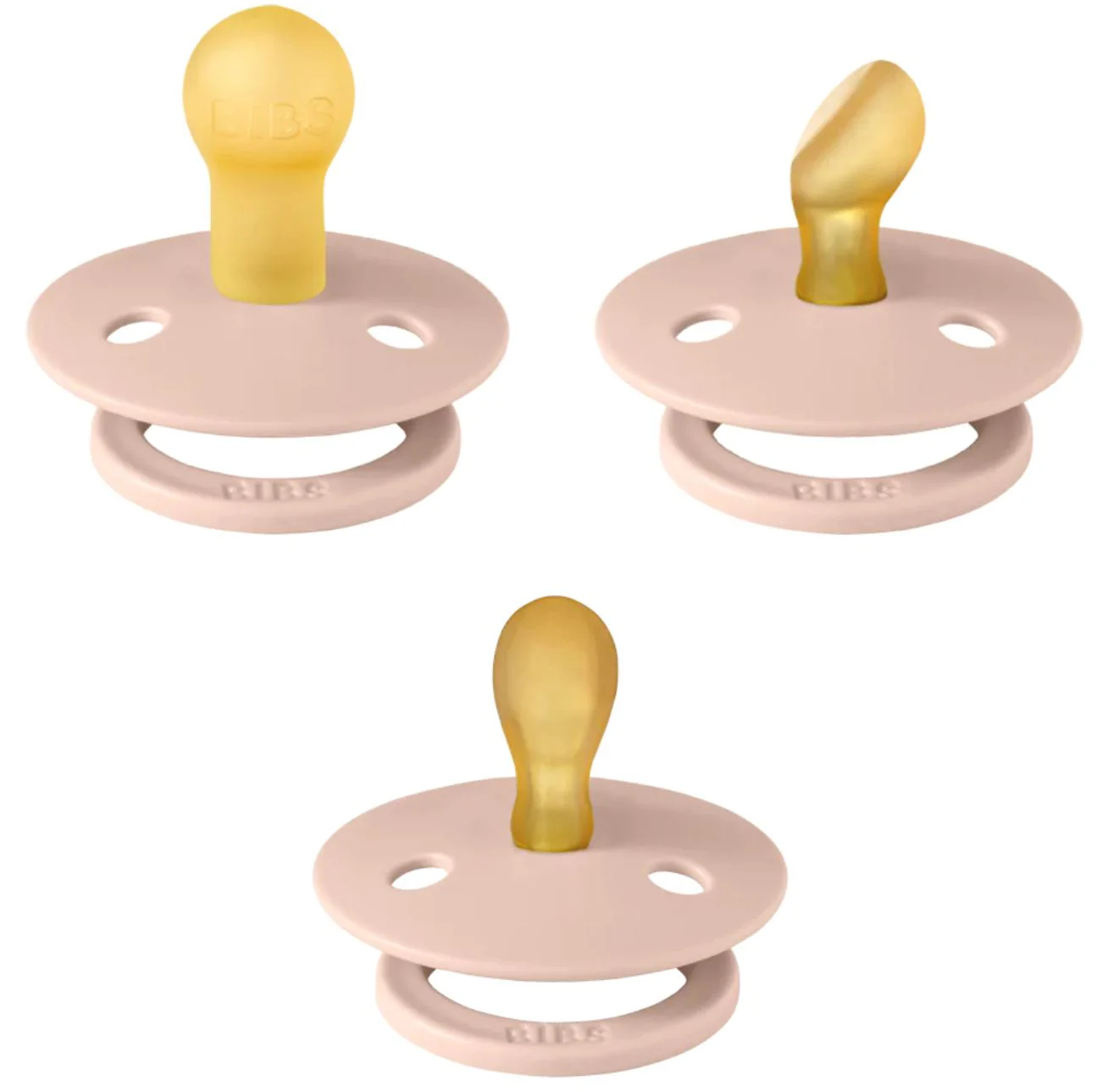 image for Набор из 3 пустышек BIBS Color Blush Круглая, симметричная и анатомическая латексная соска (0-6 мес) foto