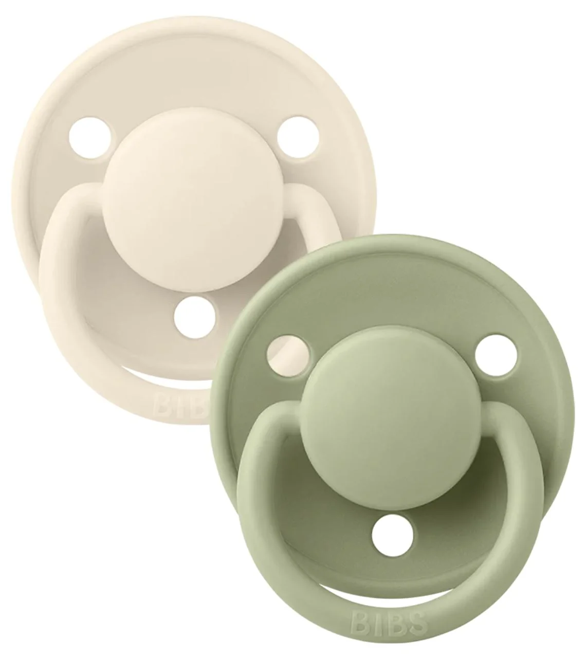 Set 2 suzete rotunde din latex BIBS De lux Ivory/Sage (0-6 luni)