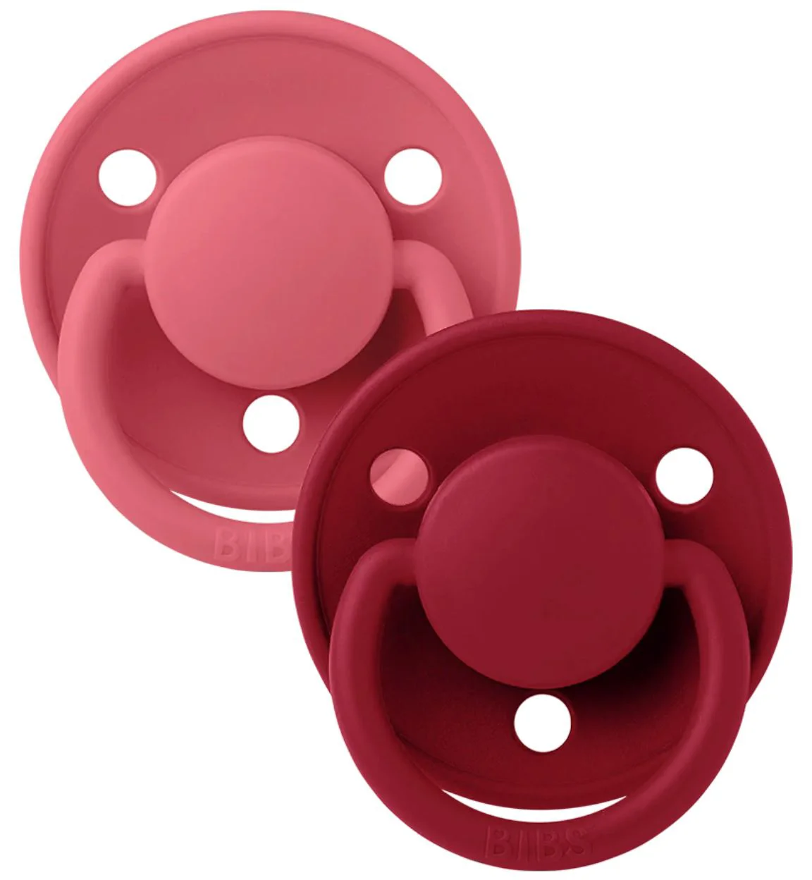 Set 2 suzete rotunde din latex BIBS De lux Coral/Ruby (6-18 luni) foto