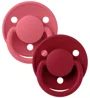 Set 2 suzete rotunde din latex BIBS De lux Coral/Ruby (6-18 luni)