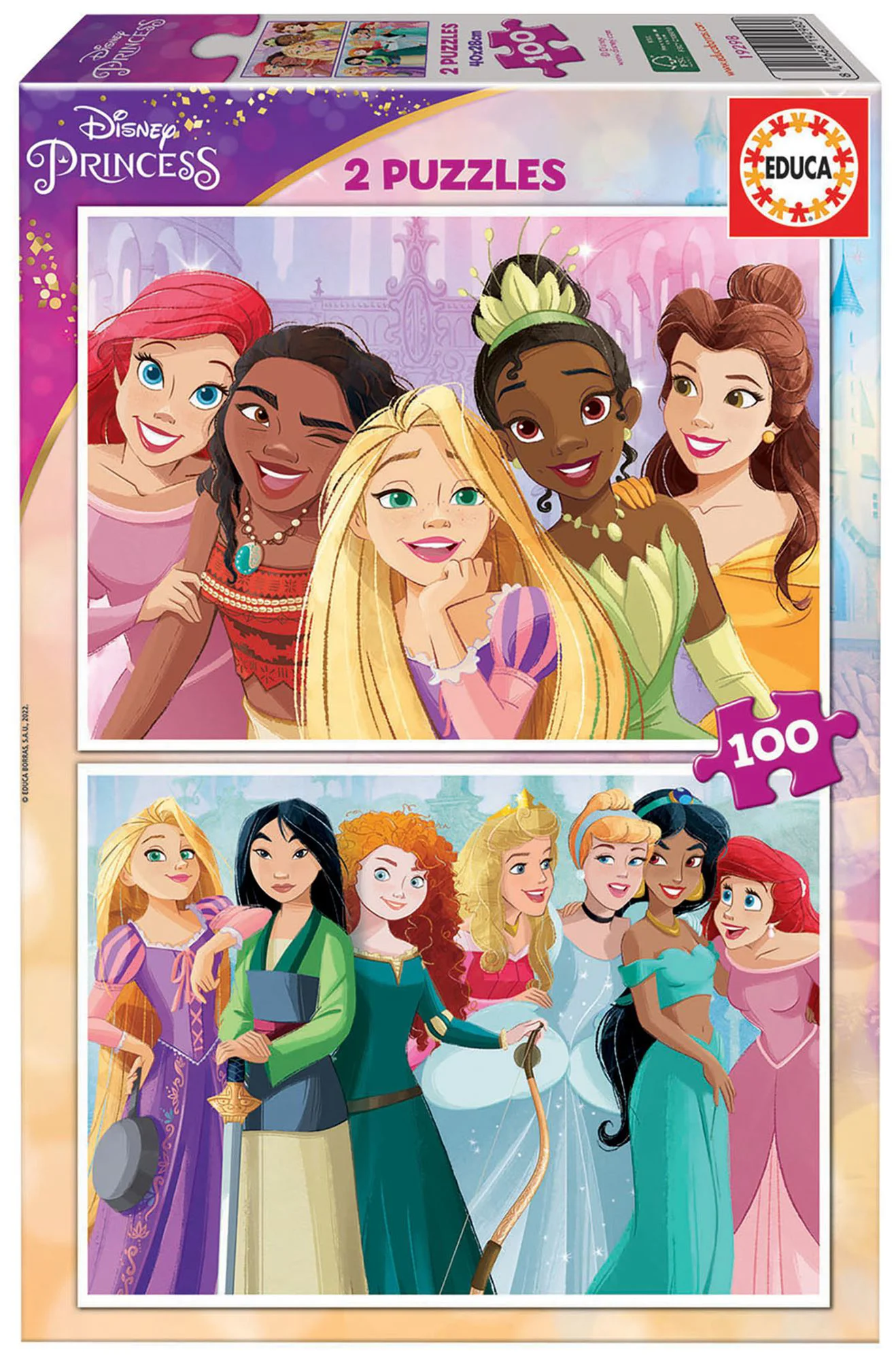 Puzzle Educa Disney Princess, 2x100 piese foto